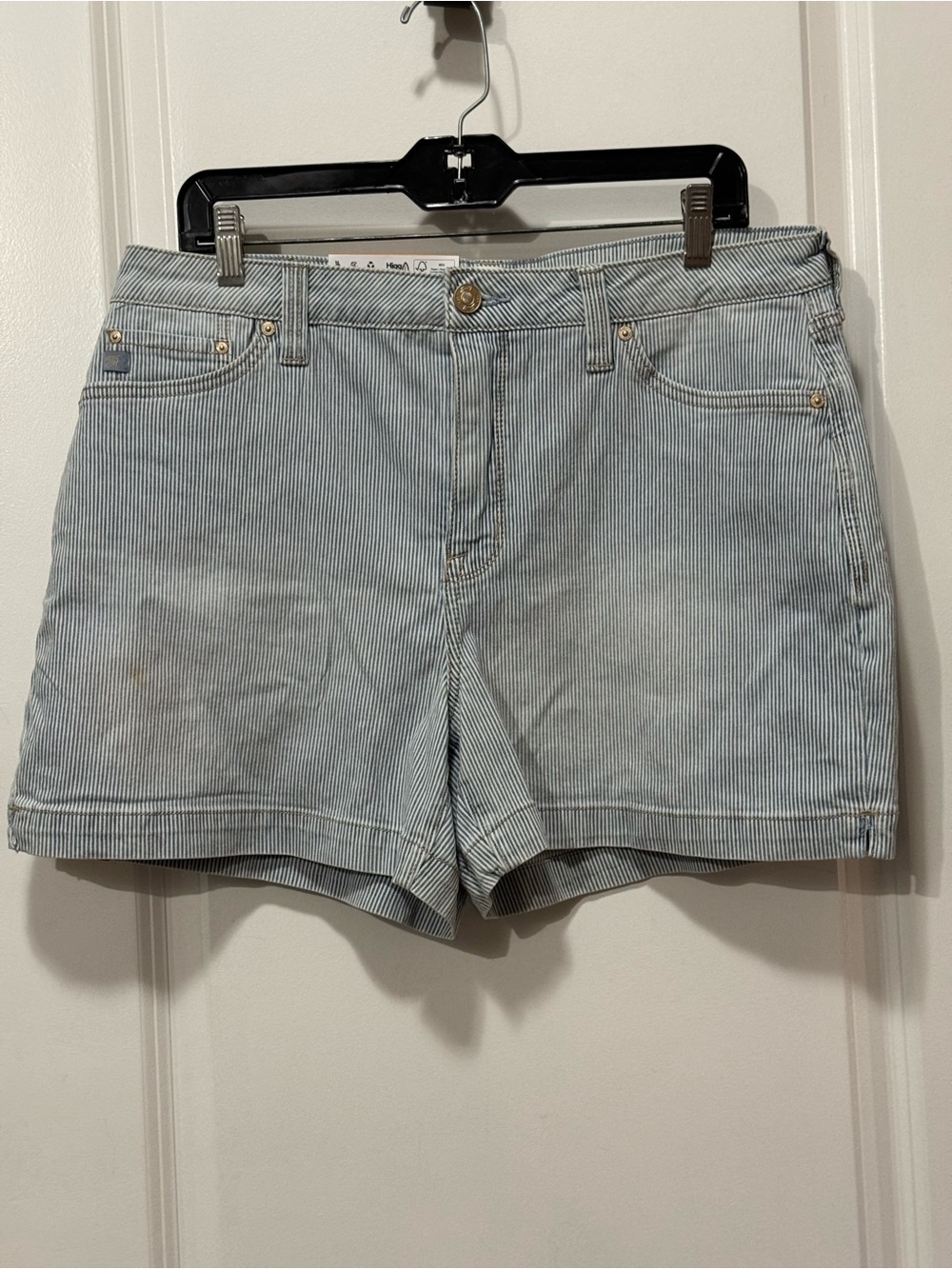 Seven7 Light Blue Striped High Waist Shorts size 12 NWT